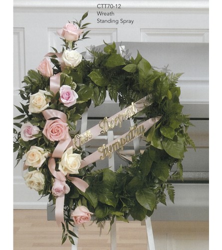 Pink & White Rose Burst Wreath(LETTERING NOT INCLUDED)(Ctt70-12)
