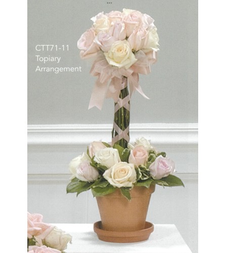 Pink & White Rose Topiary Arrangement(Ctt71-11)