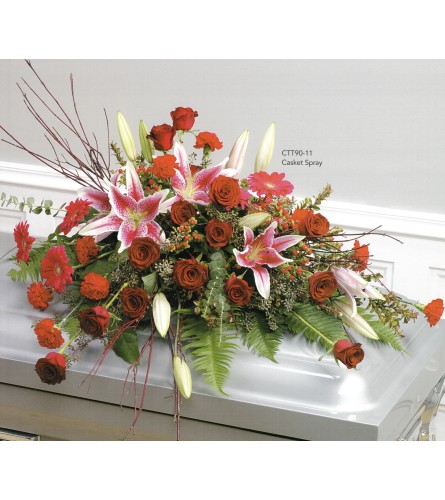 Red & Pink Outdoors Casket Spray(Ctt90-11)