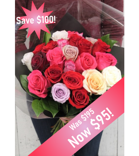 Hand-Tied 2 Dozen Premium Rose Bouquet