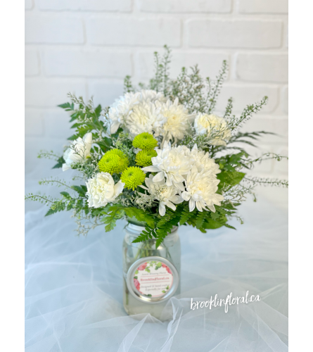 White & Green Mason Jar