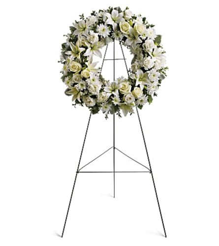 White Serenity Wreath standing Spray