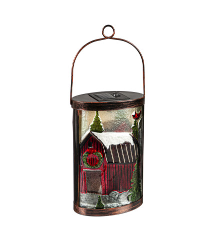 Winter Barn Solar Lantern l