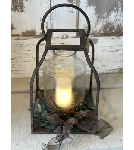 Wrought Iron Fall Lantern with LED Candle