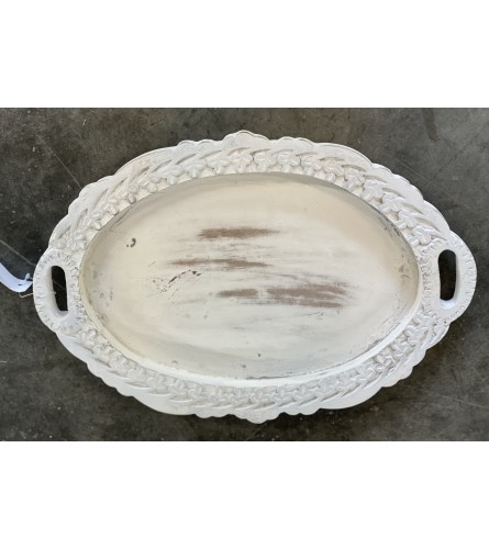 Large Whitewashed Wooden Tray