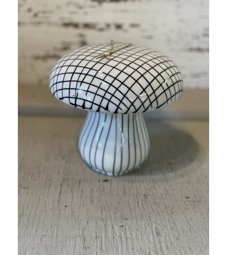 Small Striped Ceramic Mushroom