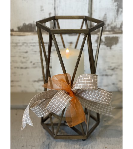 Open Lantern with Battery Operated Candle