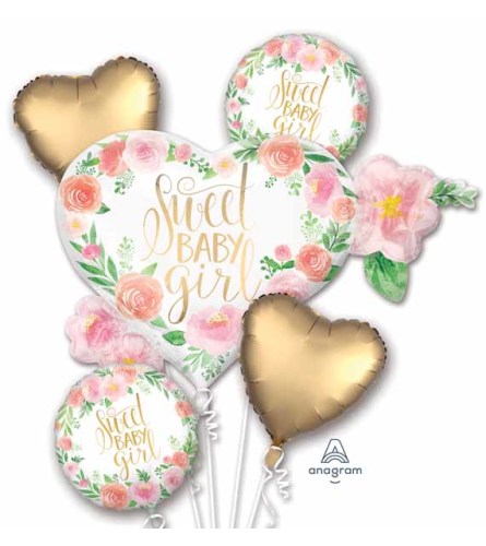 Sweet Baby Girl Super Fun Foil Balloon Bouquet