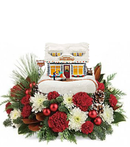 Last Years 2022 Thomas Kinkade's Sweet Shop with Carnations