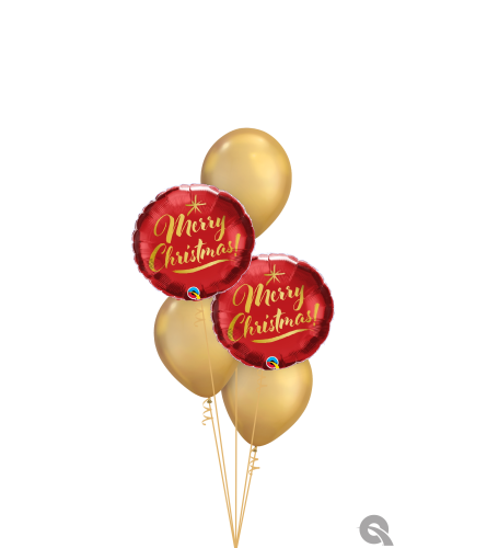 Golden Merry Christmas Classic Balloon Bouquet. An arrangement by Balloon Bouquets Plus.