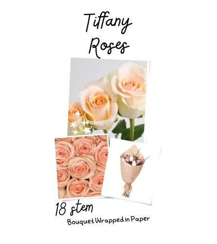 Tiffany (Peachy-pink) Roses Wrapped