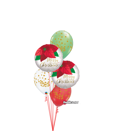 Poinsettia Christmas Classic Confetti Balloon Bouquet. An arrangement by Balloon Bouquets Plus.