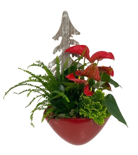 Large Christmas planter in red ceramic