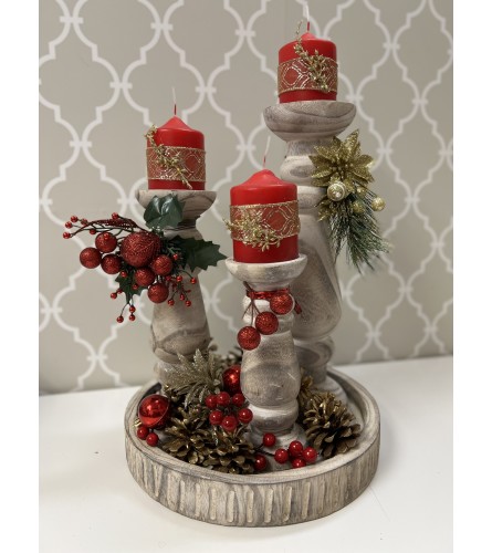 Contemporary Wooden Christmas Décor with Candle