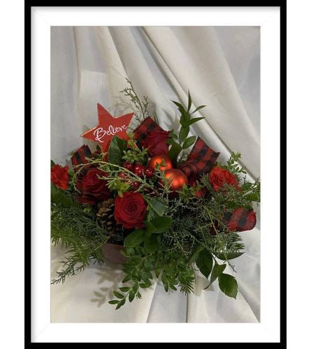 Red christmas. An arrangement by Flower Buds Florist PEI.