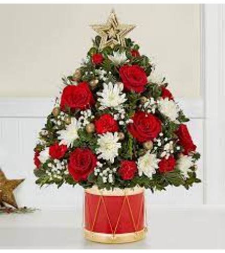 Holiday Flower Tree Musical Merriment *2022* - Deluxe. An arrangement by Michael's Flowers.