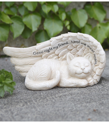 Pet Statue - Angel Cat 'Goodnight my friend'