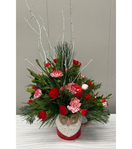 Holly Jolly Santa Mug. An arrangement by DeBonis The Florist.