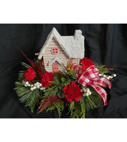 Christmas Birdhouse Centerpiece