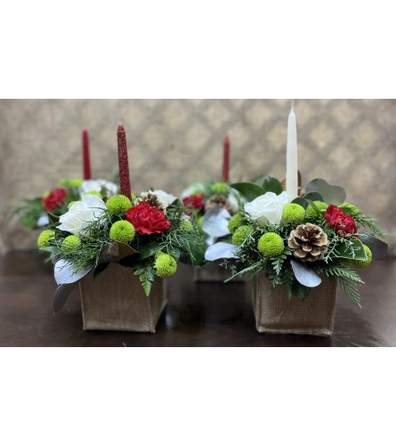 Country Christmas with Candle - Standard. An arrangement by Holden's Florists.