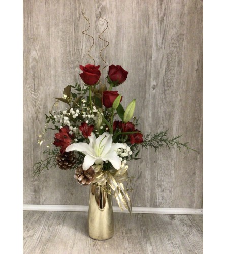 Golden Treasure Rose & Lily Bouquet