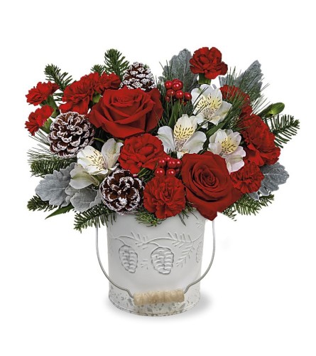 Rustic White Pail Bouquet