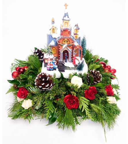 Caroling Church Christmas Bouquet