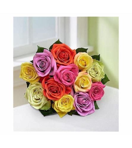 12 pretty mixed roses