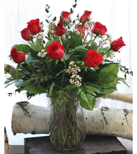 Always Loved-12 Red Roses in Vase