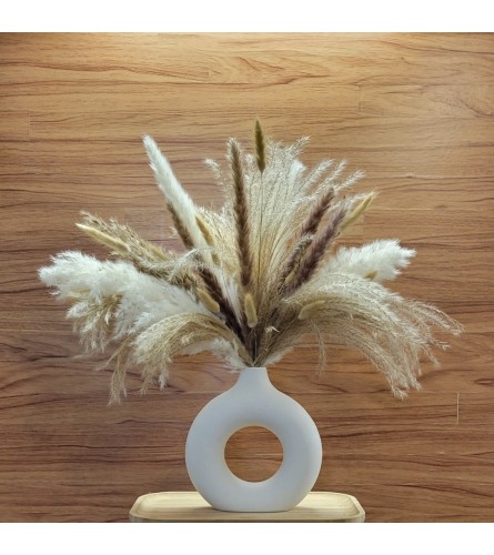 Dry Floral Arrangement - Sepia with Ring Vase