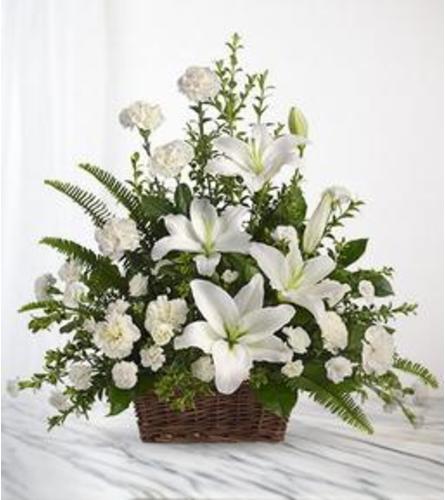 Tranquil White Lillies Basket