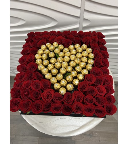 I Love You Rose and Chocolate Ferrero Gift Box Luxury Gift 