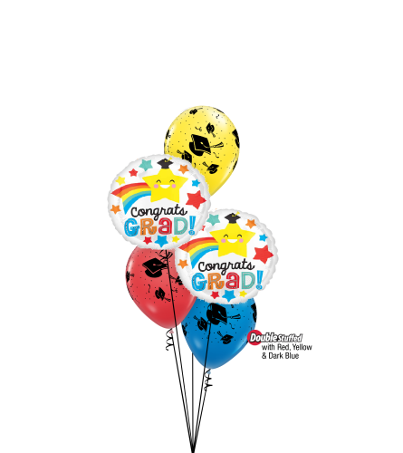 Congrats Grad Stars & Hats Classic Confetti Balloon Bouquet