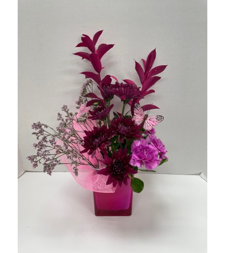 Colour Splash Flower Arrangement - Hot Pink