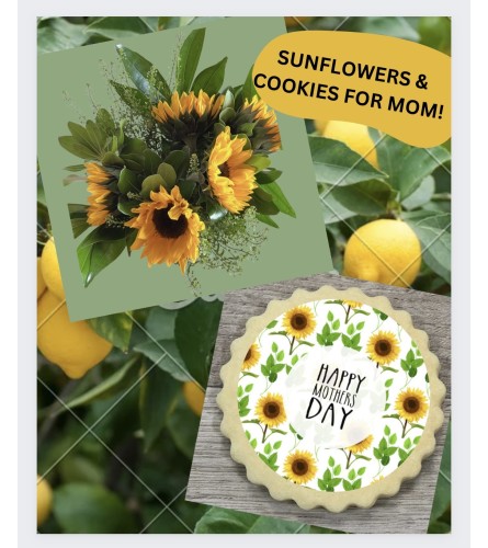 Sunflower Bouquet and Cookie Combo Moms Day