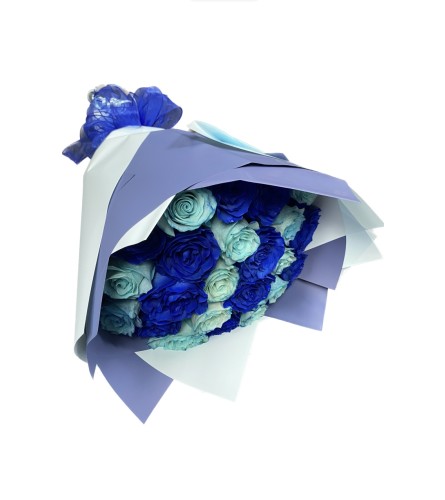 Light Blue & Dark Blue Roses Bouquet