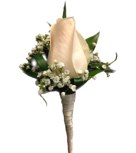 Elegant White Rose Boutonnière