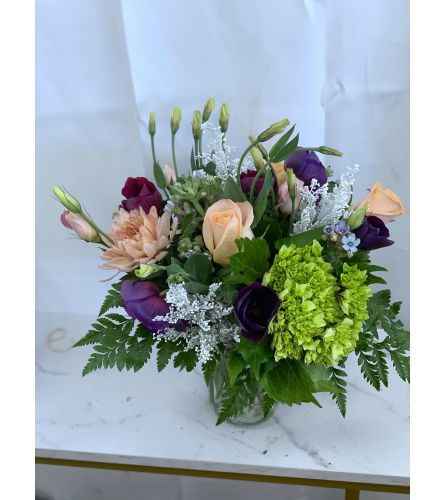 Grape Purple Anemones Mason Jar. An arrangement by Floratechnics.