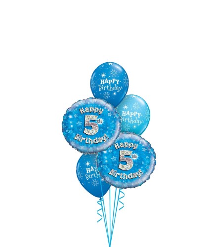 5th Birthday Blue Classic Balloon Bouquet