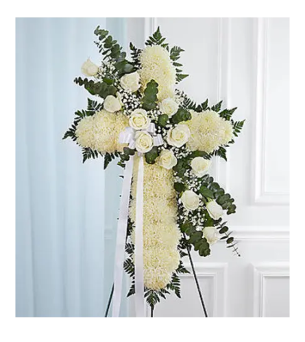 Peace & Prayers™ Standing Cross- White Roses