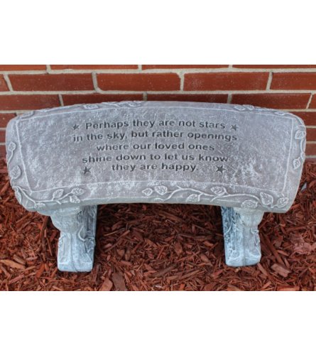 Perhaps They Are Not Stars Memorial Bench. An arrangement by North Liberty Flower Shop.