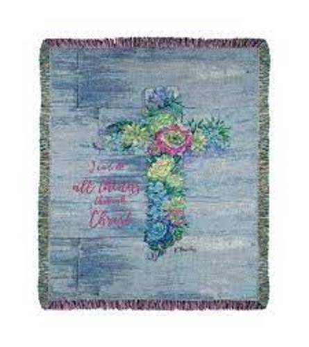 Succulent Cross Tapestry Throw