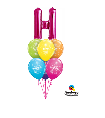 Monogram Pink "H" Birthday Awesome Balloon Bouquet