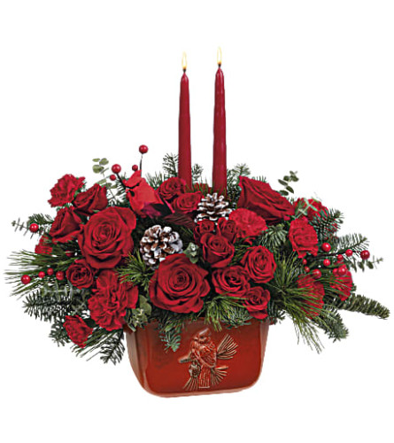 Winter's Flight Centerpiece - Deluxe. An arrangement by Fendley Florists.