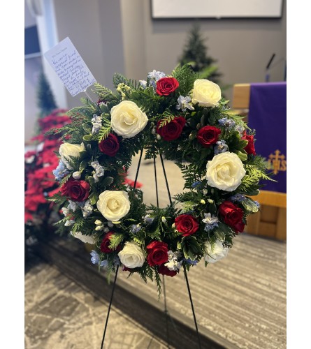 Wintertime Wreath. An arrangement by The Farm and Floral Market.
