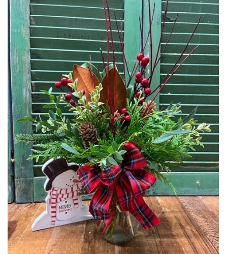 "Happy Holidays" Fresh Christmas Vase Arrangement