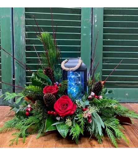 "All is Bright" Christmas/Winter Lantern Arrangement