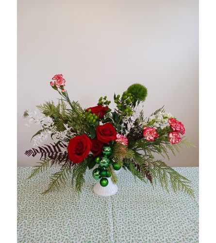 Milk Glass Christmas Arrangement