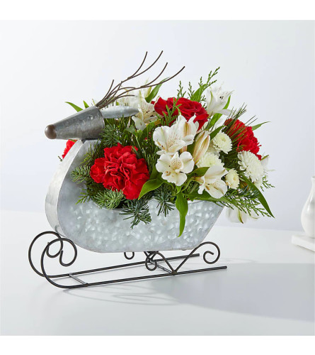 The FTD Sleigh Ride Bouquet. An arrangement by Mae's Flowers and Gifts.