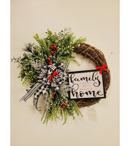 Family Red Christmas wreath